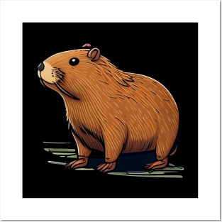 Capybara animal cartoon art #capybara Posters and Art